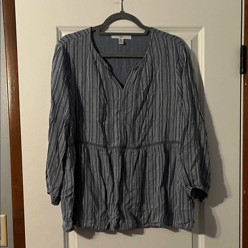 Fever Navy Striped Blouse